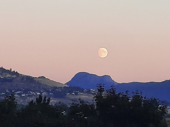 Almost full moon over Vernon Vernon, BC
