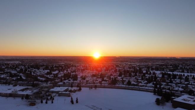 Edmonton Sunrise Dec 4 50 meters above ground. Edmonton, Alberta | T5A 2B2