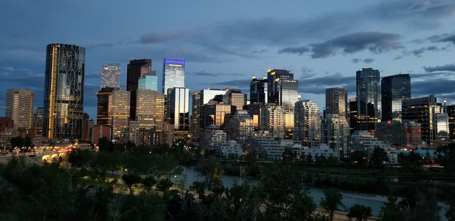 skyline at dusk Calgary, AB