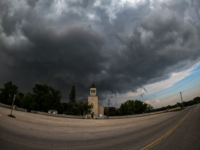 Intense storm over St. Andrews Church Lockport, MB