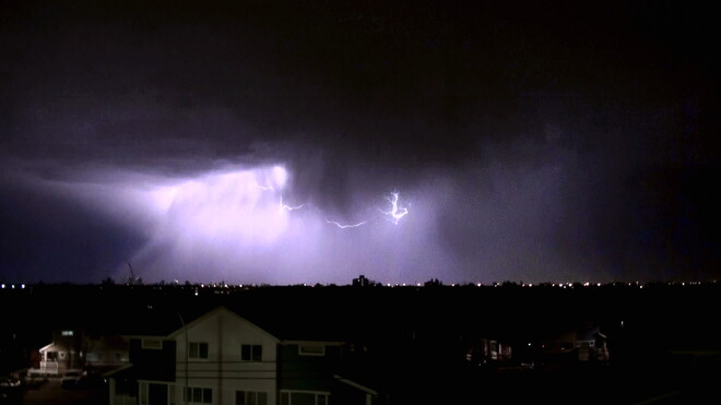 Lightning dancing in the rain Winnipeg, MB