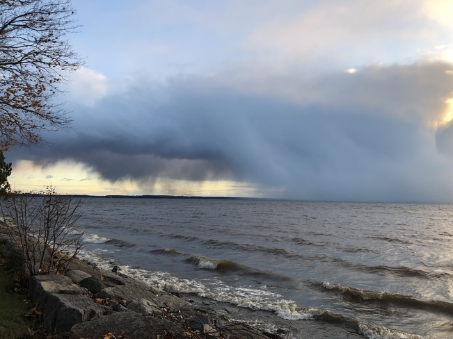 Snow squall clouds at sunset Dorval, Quebec, CA