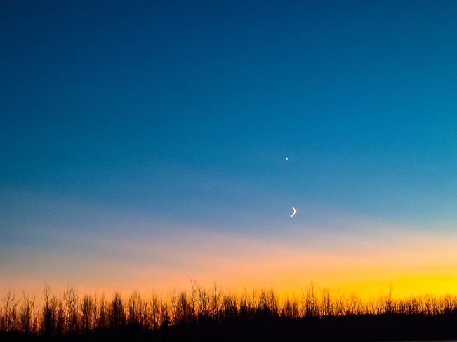 Crescent Moon and Venus Stony Plain, AB