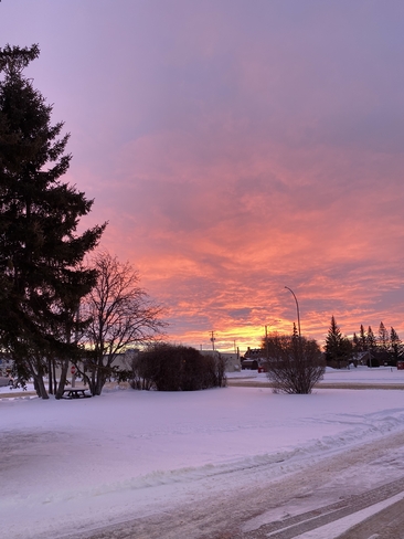 Pink hues sunset Battleford, Saskatchewan, CA