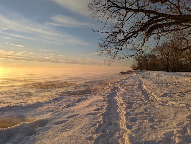 Misty lake Ontario @-20C Oakville, ON