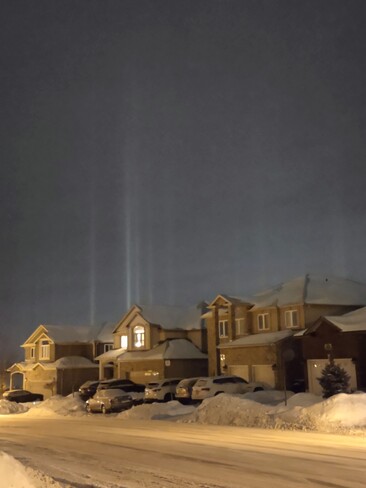 Light pillars over Kitchener Kitchener, ON