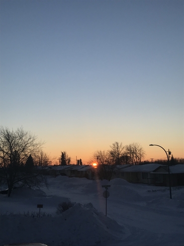 Sunset in town Thompson, Manitoba, CA