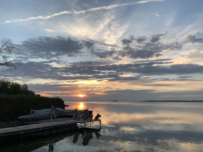 Sunset with the dogs, Lake Simcoe Virginia, Ontario, CA