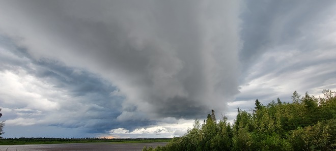 Thunderstorm rolling in over the Moose River Moose Factory, ON