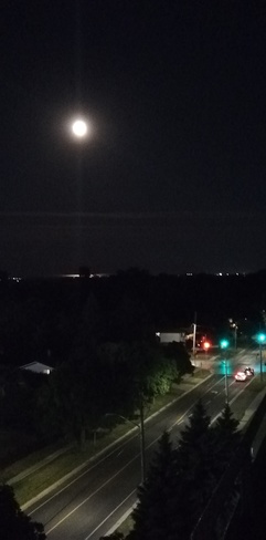 Moon shining on Lake Ontario Oshawa, ON