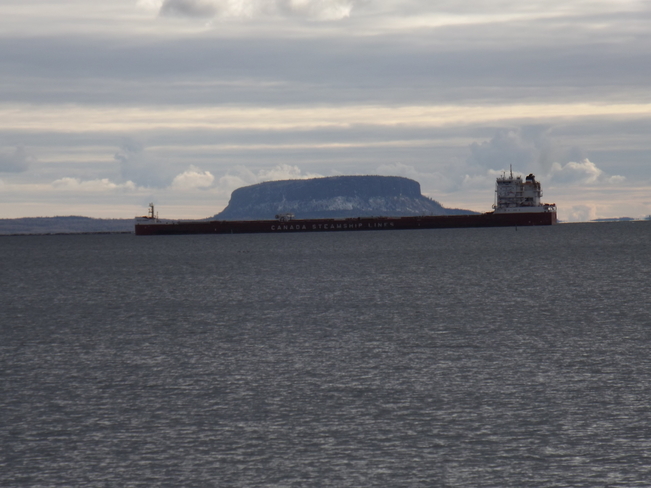 SHIP with PIE ISLAND in the BACKGROUND Thunder Bay, ON