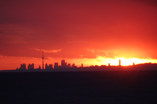 Finally we got another Sunset but well past the CN Tower Oshawa's Bonny Brea Point cliff over Lake Ontario