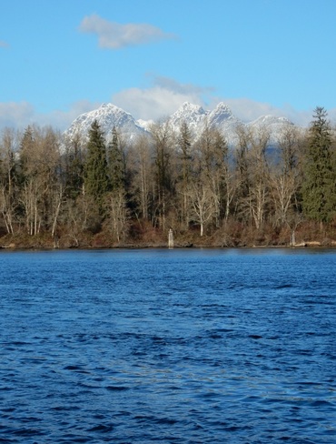 Golden Ears on cold sunny day Fort Langley, BC