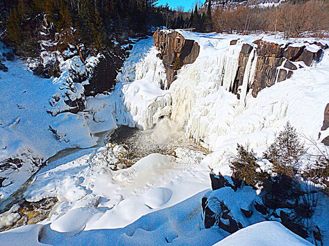High Falls near the Pigeon River Border .On a very cold January 31/2023! Thunder Bay, ON