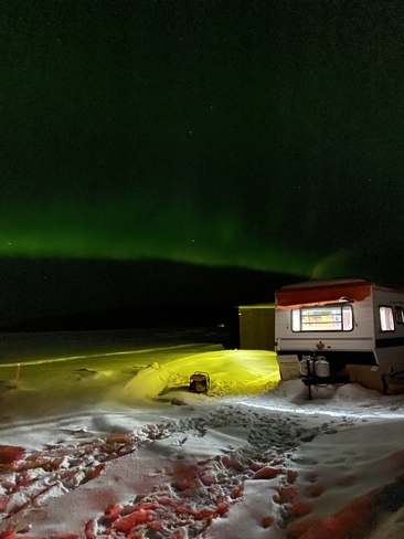 Northern lights while ice fishing Flin Flon, Manitoba, CA