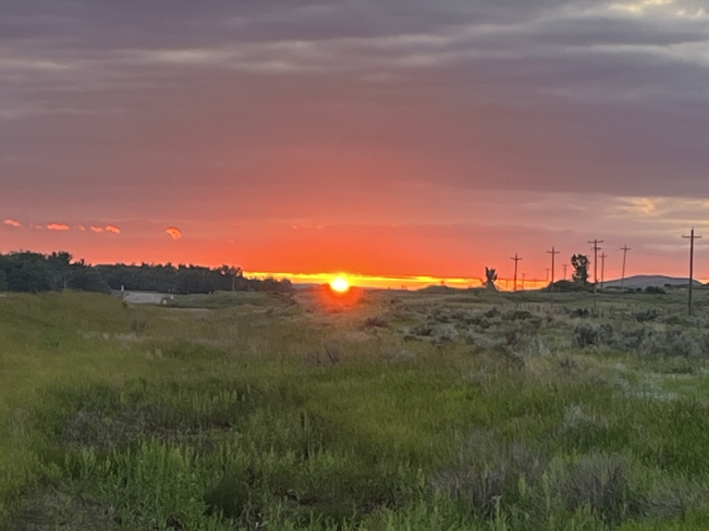 Stunning sunset at 9:45 PM Drumheller, Alberta, CA